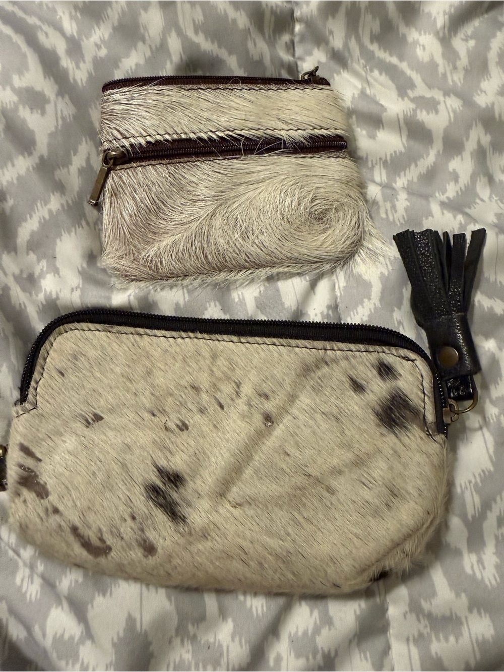 Hair on hideTwo-Piece Wristlet and Coin Pouch - Natural Spotted